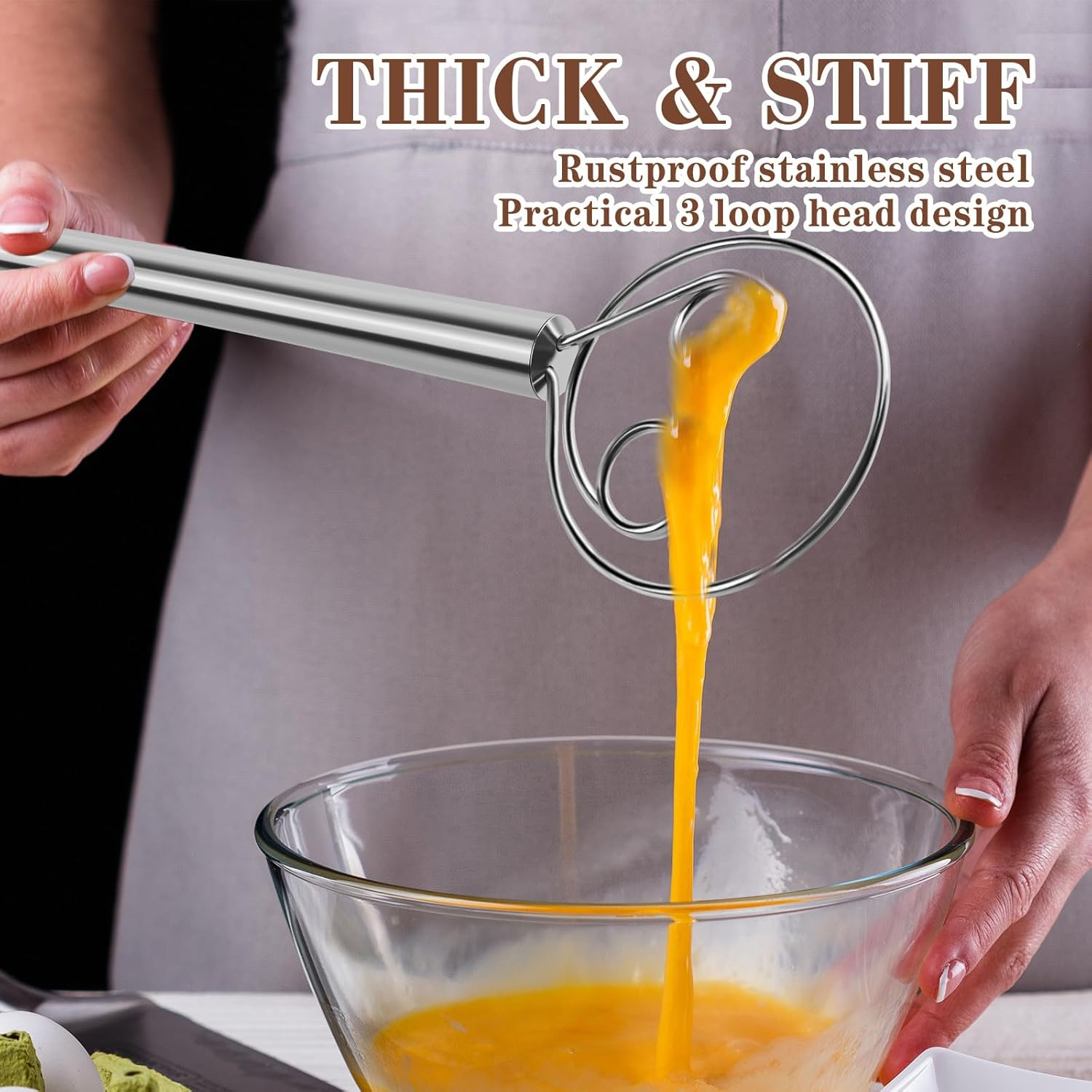 Danish Dough Whisk - Stainless - Danish Pancake Pan 评论和价格