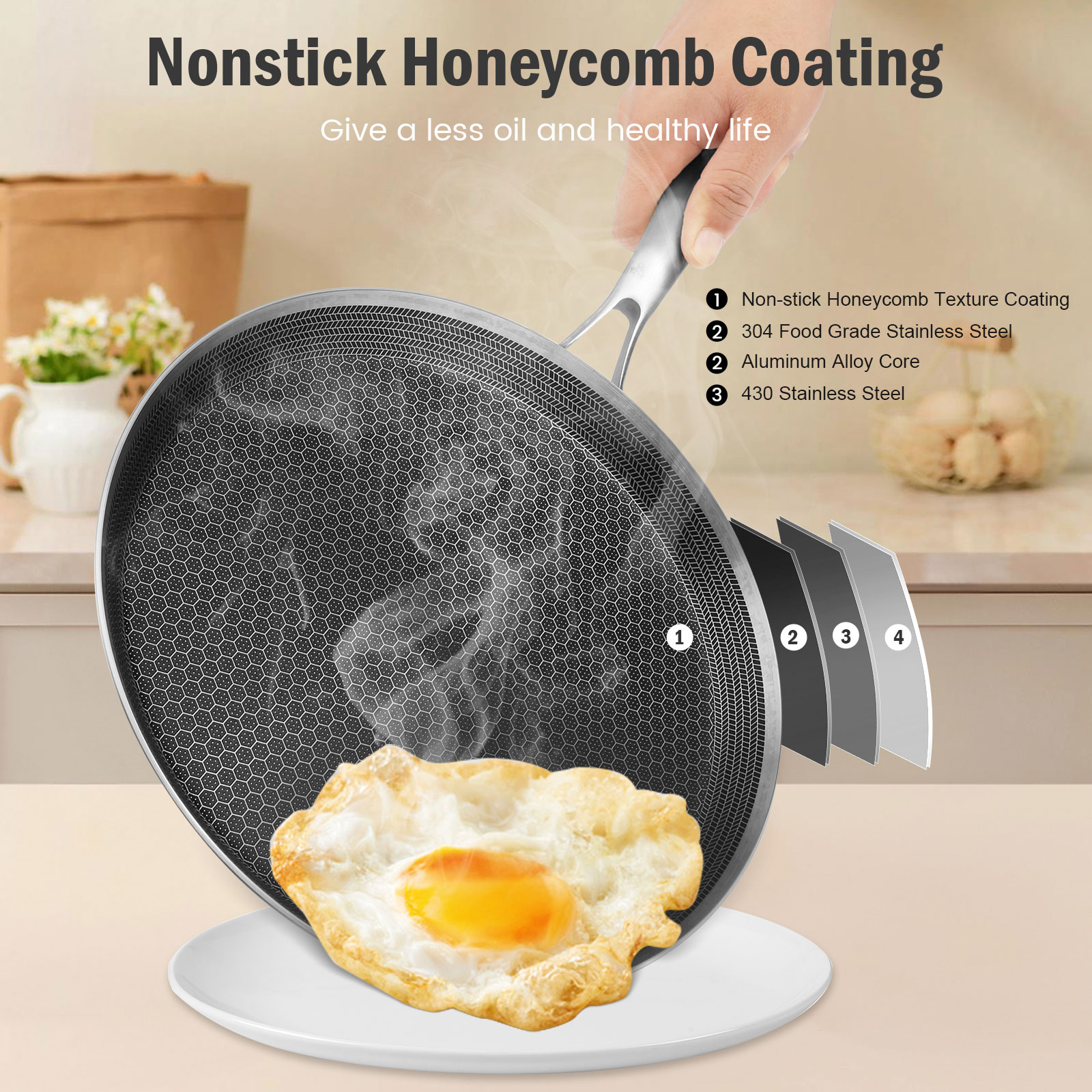 Stainless Steel Frying Pan Non - Danish Pancake Pan 评论和价格