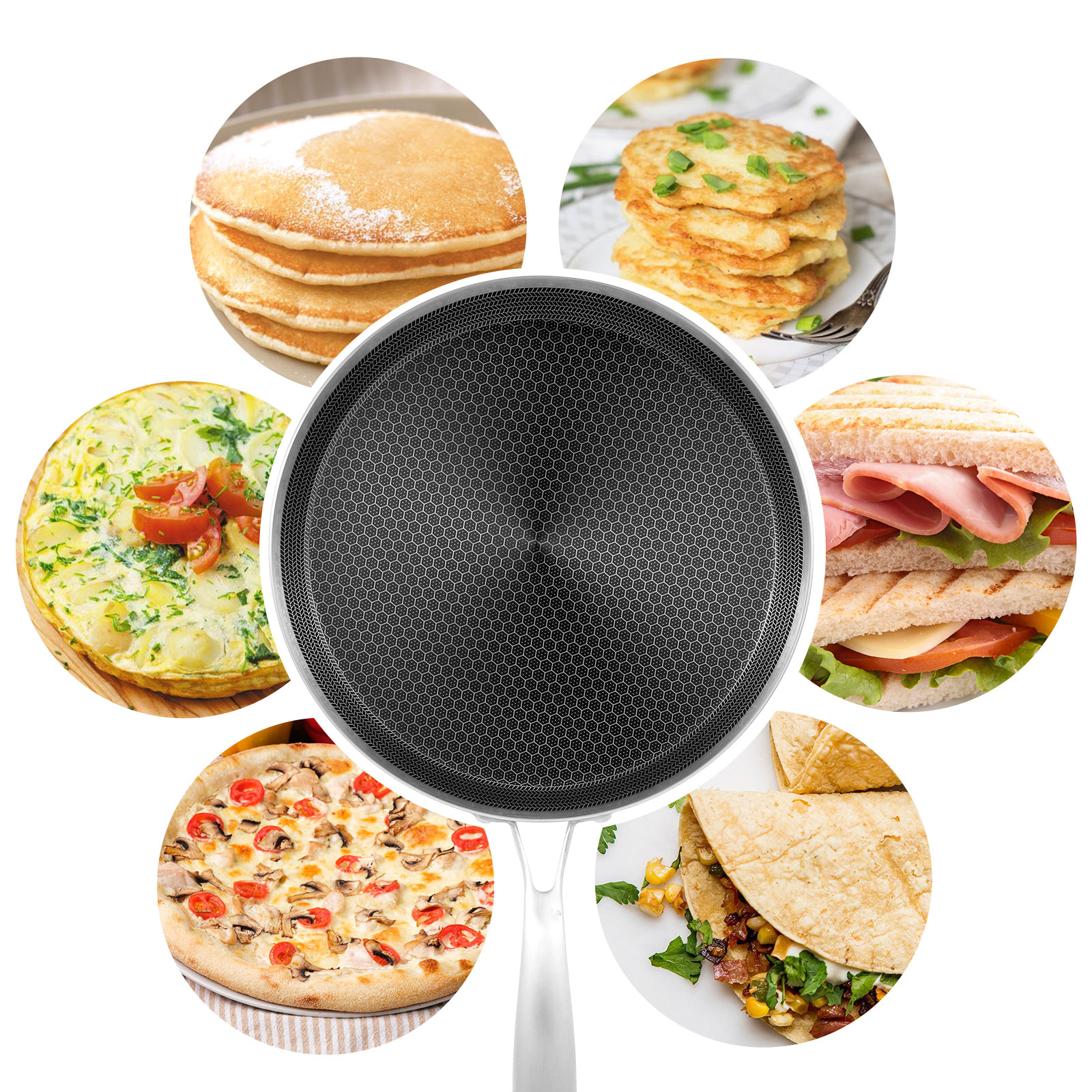 Stainless Steel Frying Pan Non - Danish Pancake Pan 评论和价格
