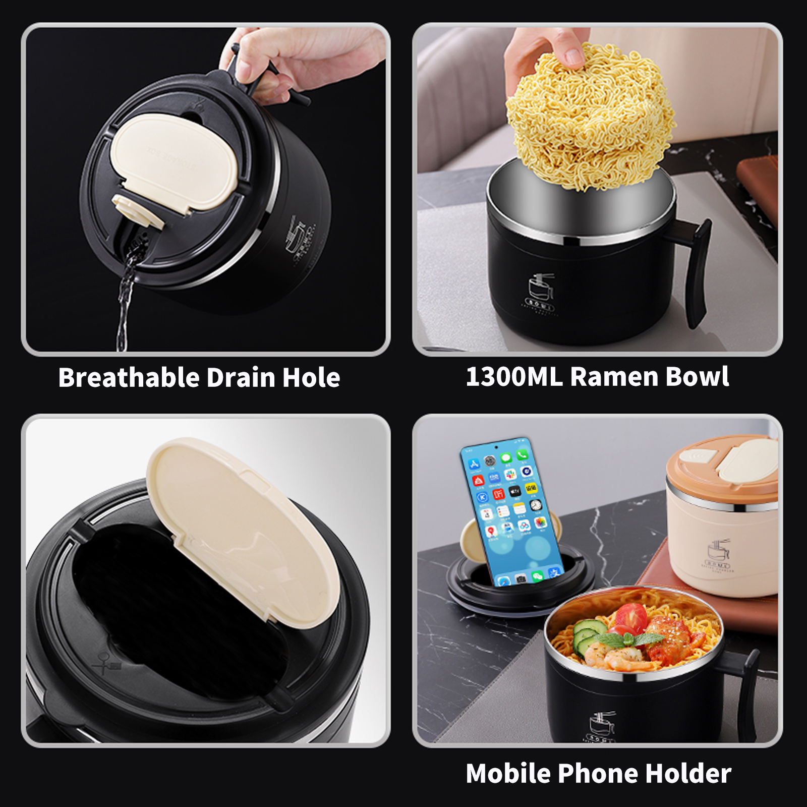 1300ml Ramen Bowl With Lid Sta - Dim Sum Basket 评论和价格