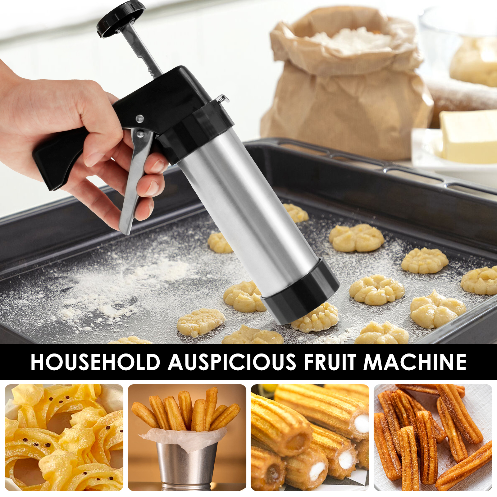 Stainless Steel Cookie Gun Chu - Churros Maker Gun 评论和价格